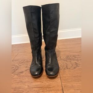 Frye Jillian Pull On Boots Black Leather Tall Riding Boots Women’s 9.5